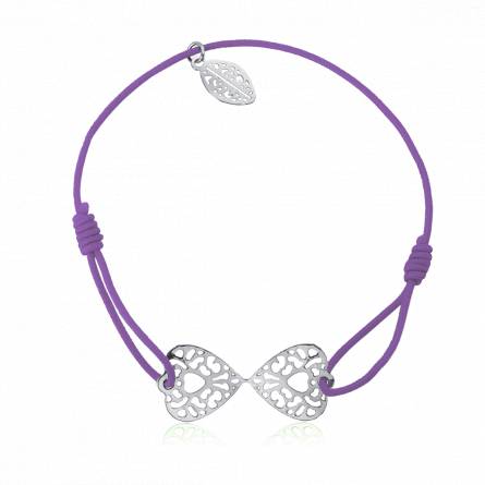 Woman rhodium alloy Évady lace purple bracelet