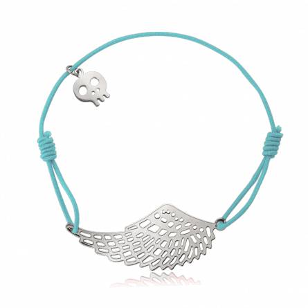 Woman rhodium alloy Magna lace turquoise bracelet