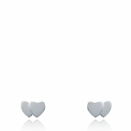 Woman silver Adjacent hearts earring