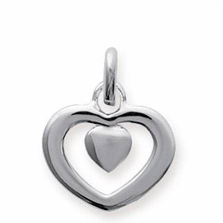 Woman silver Dessiné 2 hearts pendant