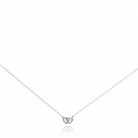 Woman silver Duo amoureux hearts necklace