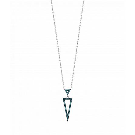 Woman silver Kanaïs triangles turquoise necklace