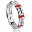 Woman silver Ligne Bamboo red ring mini