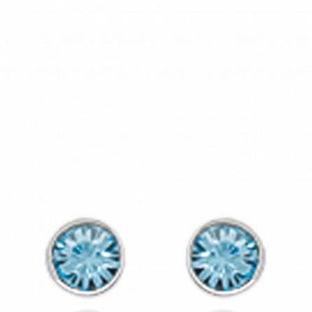 Woman silver Lune 12 circular blue earring