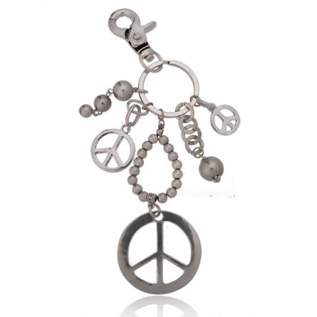 Woman silver metal Symbole de paix key chain