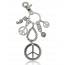 Woman silver metal Symbole de paix key chain mini