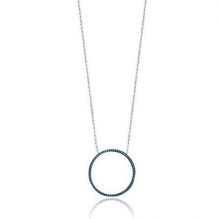 Woman silver Palémon circular blue necklace