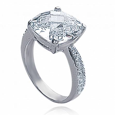 Woman silver Puissance  white ring