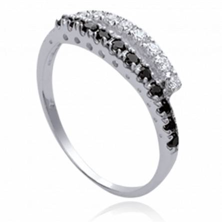 Woman silver Sensualité black ring