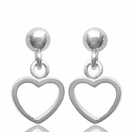 Woman silver Simple hearts earring