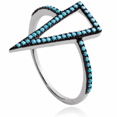 Woman silver Tanaïs triangles turquoise ring