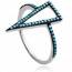 Woman silver Tanaïs triangles turquoise ring mini
