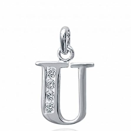 Woman silver U letters pendant