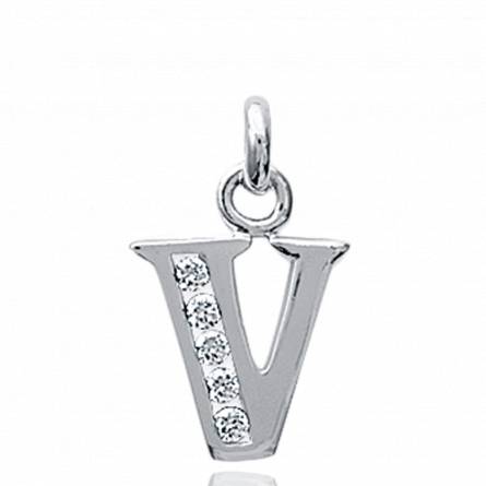 Woman silver V letters pendant